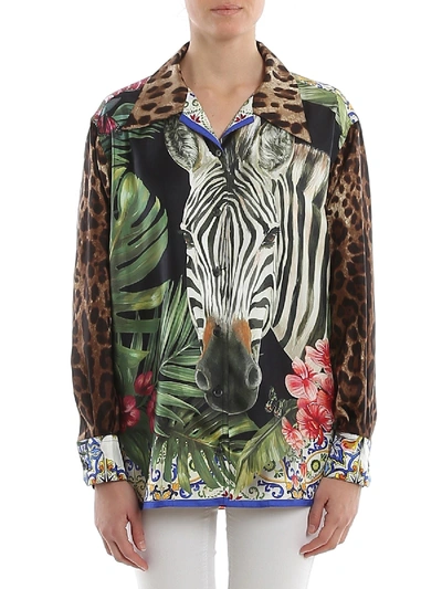 Dolce & Gabbana Overisized Jungle Shirt In Multi