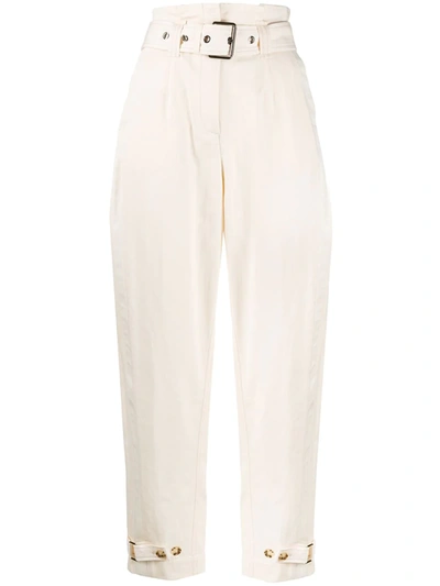 Pinko Womens White Pippo High-rise Cotton-blend Trousers 6