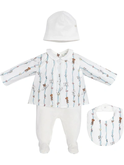 Fendi Babies' Playsuit, Bib And Hat Kit In White