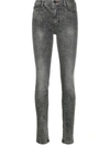 Philipp Plein High-waisted Cotton Jeggings In Grey