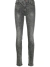 Philipp Plein High-waisted Cotton Jeggings In Black