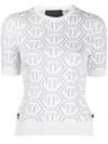 Philipp Plein All Over Logo Knitted Top In White