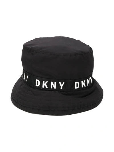Dkny Kids' Logo Bucket Hat In Black