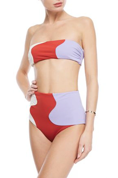 Mara Hoffman Abigail Printed Bandeau Bikini Top In Lilac