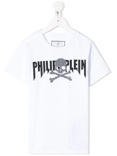 Philipp Plein Kids' Logo T-shirt In White