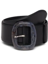 Prada Acrylic Buckle Leather Belt In Black