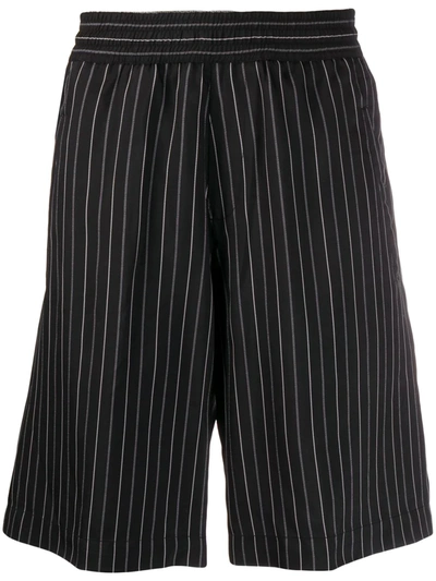 Neil Barrett Pinstripe Elasticated-waistband Shorts In Black
