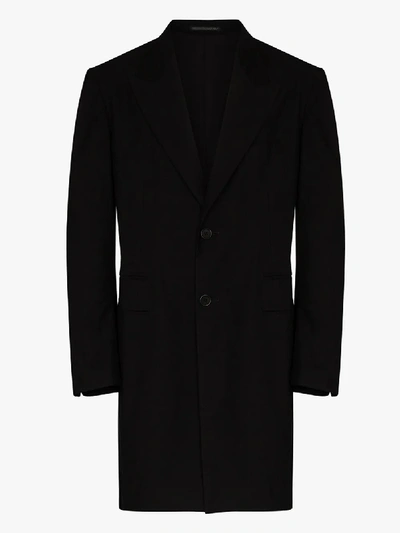 Yohji Yamamoto Peak Fastener Zipped Seam Overcoat In Black