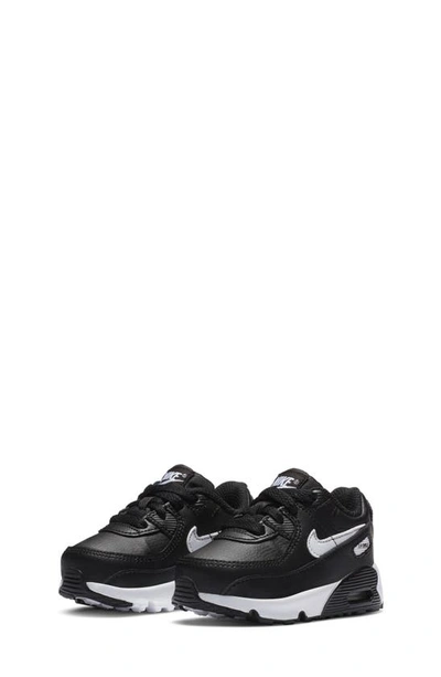 Nike Little Kids Air Max 90 Leather Running Sneakers From Finish Line In Black/black/black/white