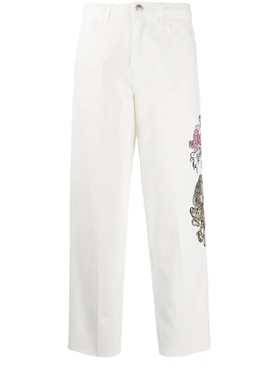 Pinko Tiger Print Trousers In White