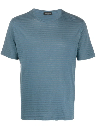 Roberto Collina Striped Short-sleeve T-shirt In Blue