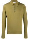 John Smedley Long-sleeved Knitted Polo Shirt In Green