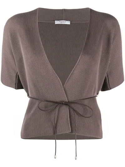 Peserico Maglia Belted Cardigan In Brown