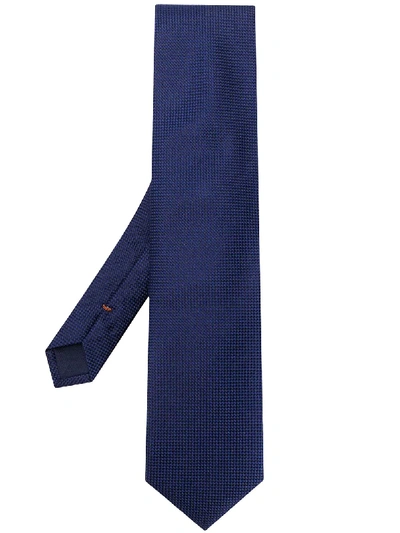 Altea Geometric Pattern Silk Tie In Blue