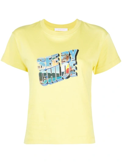 See By Chloé Graphic Logo Print T-shirt In Yellow