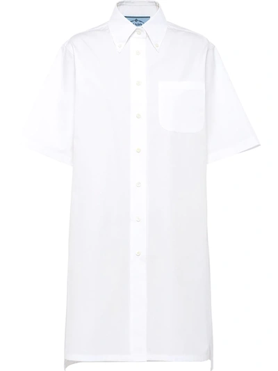 Prada Button Down Shirt Dress In White