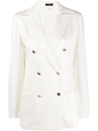 Fay Boxy Fit Double Breasted Blazer In Bianco
