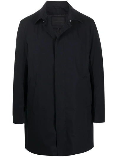 Emporio Armani Hooded Rain Coat In Blue