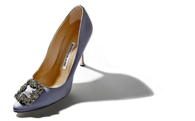 Manolo Blahnik Hangisi 105 Nappa Embossed Leather Pumps In Blue