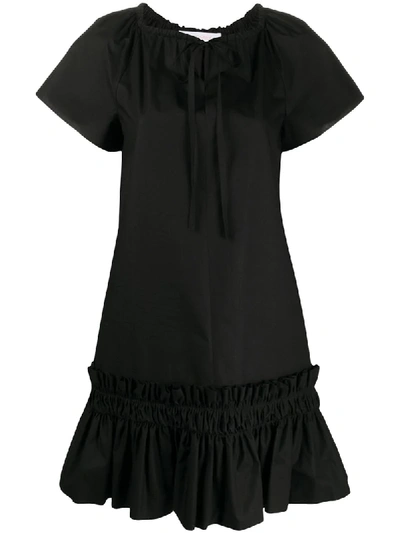 See By Chloé Key-hole Gathered Peplum Dress In Black