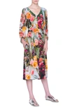 Akris Punto Cactus Blossom Print Silk Crepe Midi Dress In Cactus Blosssom Print