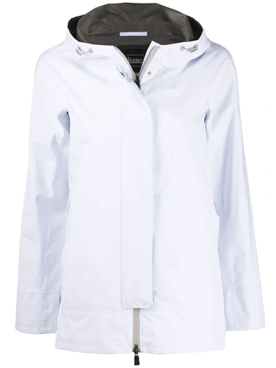 Herno Laminar Two-ply Gore-tex Paclite Waterproof Hooded High/low Coat In White