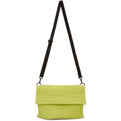 Issey Miyake Homme Plisse  Green Pleats Flat 3 Bag In 60 Limegrn