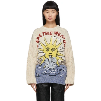 Stella Mccartney We Are The Weather Jumper In Beige,red,yellow