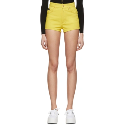 Versace Jeans Couture Yellow Denim Hot Shorts In E630 Yellow