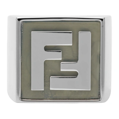Fendi Silver 'forever ' Signet Ring In F1aem Pall+