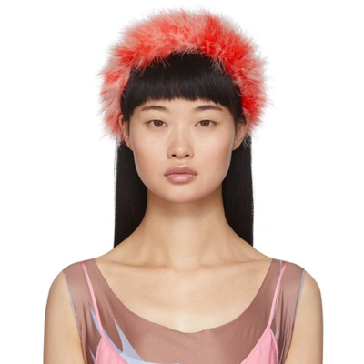 Ashley Williams Red Feathers Poppy Headband In Red/white
