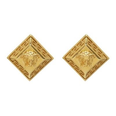 Versace Ssense Exclusive Gold Rhombus Stud Earrings In Kot Gold