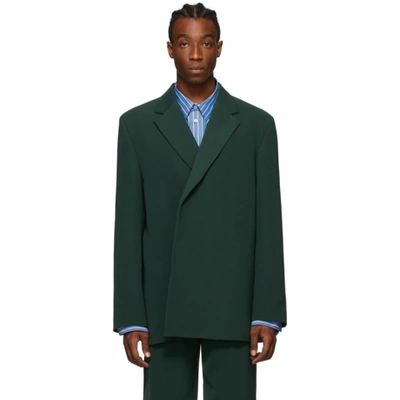 Balenciaga Exaggerated-shoulder Twill Jacket In 4440 Green