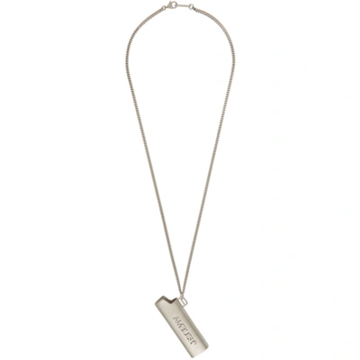 Ambush Embossed Lighter Case Necklace In Silver