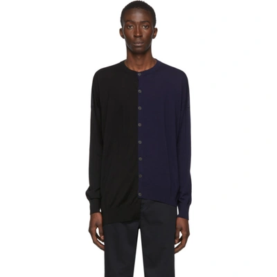 Loewe Two-tone Asymmetric Cardigan In 1192 Black/