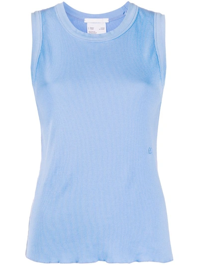 Helmut Lang Blue Ribbed Femme Shell Tank Top In Pale Sapphire