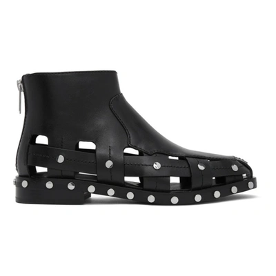3.1 Phillip Lim / フィリップ リム Alexa Studded Woven Leather Ankle Boots In Ba001 Black