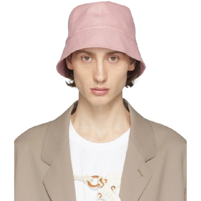 Loewe Leather Bucket Hat In 6434 Icy Pi