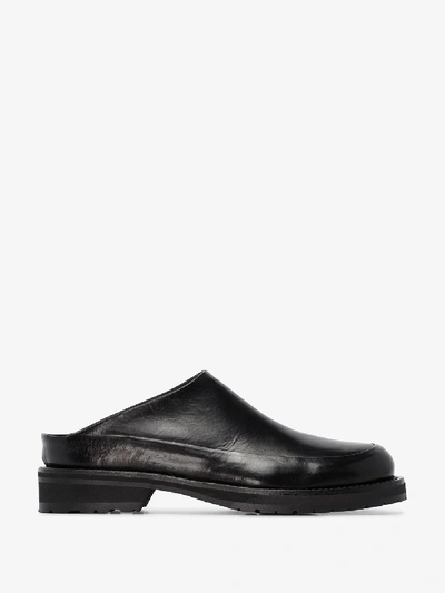 Ann Demeulemeester Round-toe Backless Leather Flats In Black
