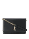 Jimmy Choo Palace Croc Embossed Leather Crossbody In Black