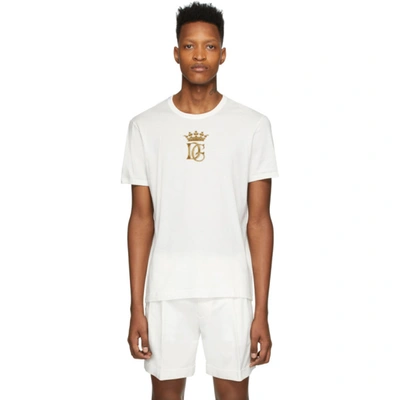 Dolce & Gabbana Dolce And Gabbana White Embroidered Logo T-shirt