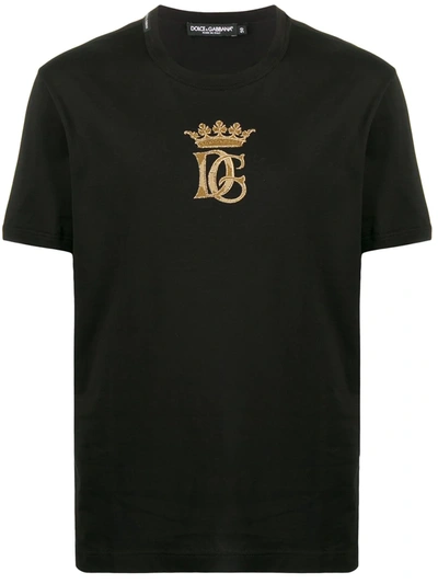 Dolce & Gabbana Dolce And Gabbana Black Embroidered Logo T-shirt