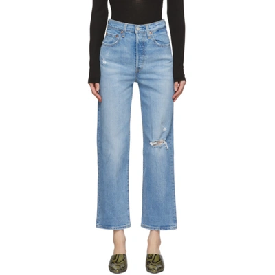 Levi's Levis Blue Ribcage Straight Ankle Jeans In Tango Fade