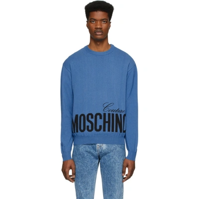 Moschino 蓝色徽标针织衫 In A1301 Ltblu
