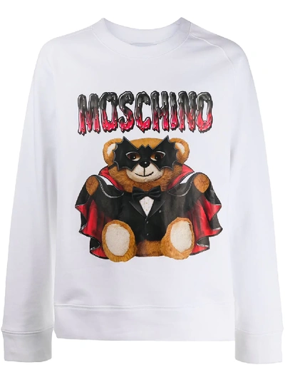 Moschino Vampire Teddy Print Sweater In White