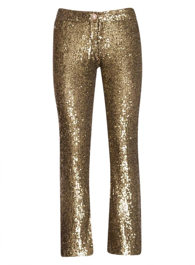 Balmain Cropped Sequined Stretch-tulle Flared Pants In Kaki