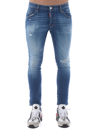 Dsquared2 Stonewashed Skinny Jeans In Navy