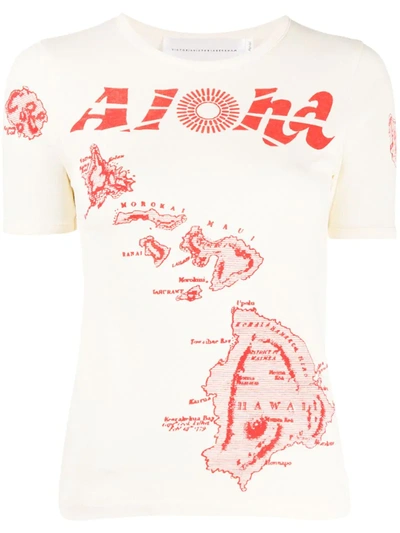 Victoria Victoria Beckham Aloha T-shirt In Avorio/rosso