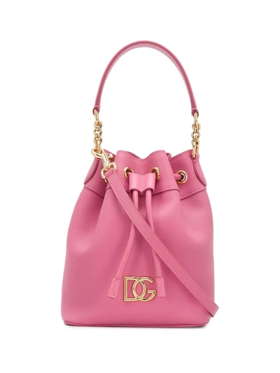 Dolce & Gabbana Dg Millennials Leather Bucket Bag In Pink