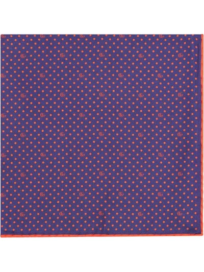 Gucci Polka Dot And Double G Pocket Square In Polka Dot And Double G Print